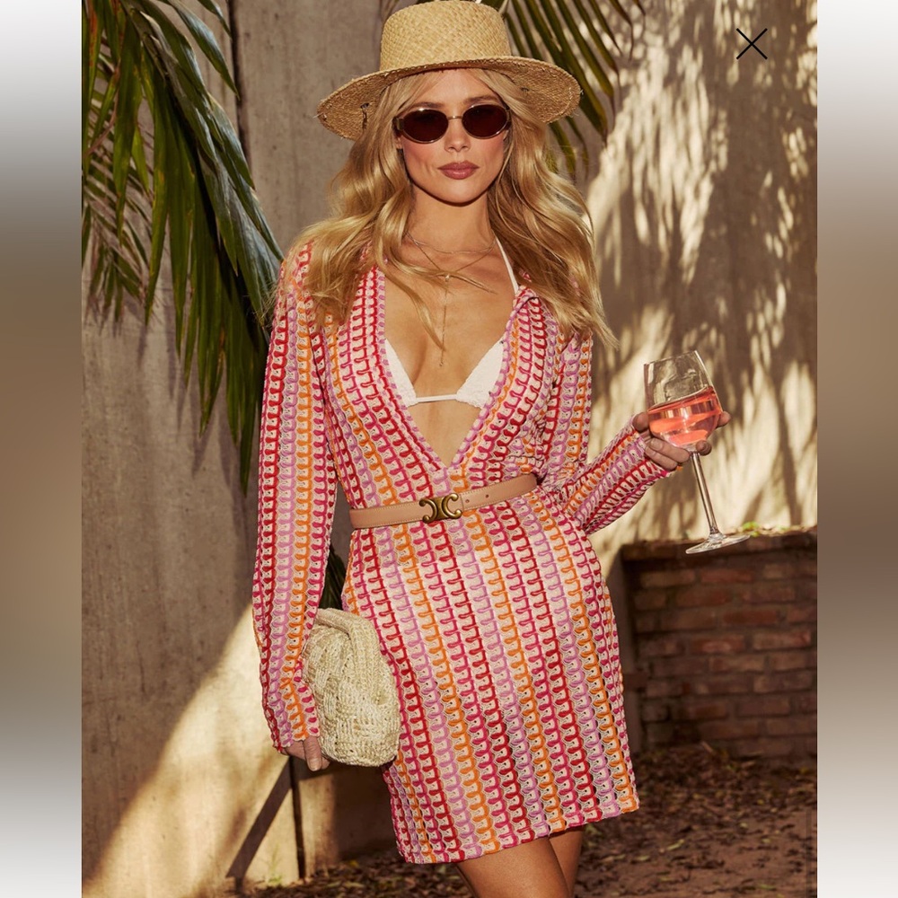 VICI NWOT Jet Set Striped Coverup Mini Dress - XL